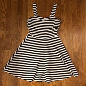 Abercrombie kids navy blue and white stripe dress